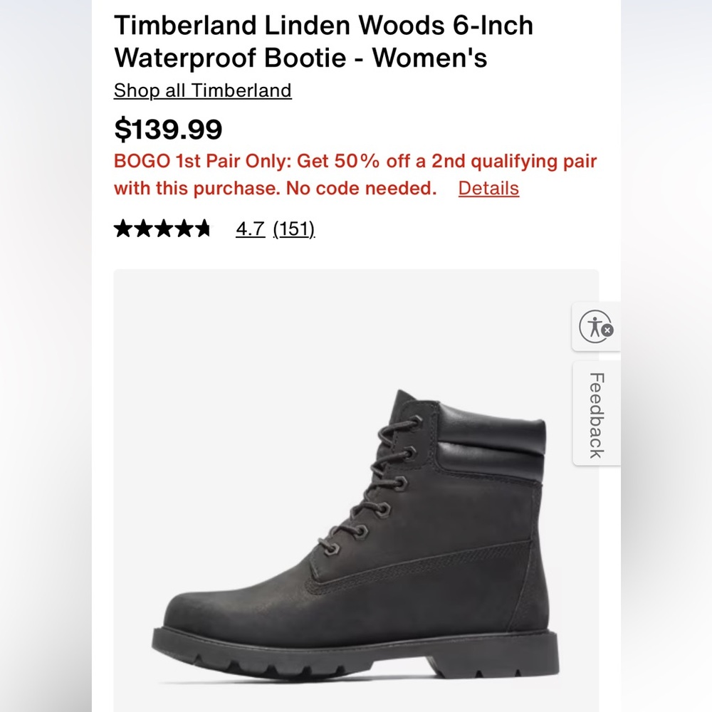 Black Timberland Work Boots, women’s 8.5